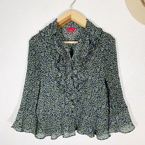 Sunny Leigh  ruffle button boho blouse size small women’s